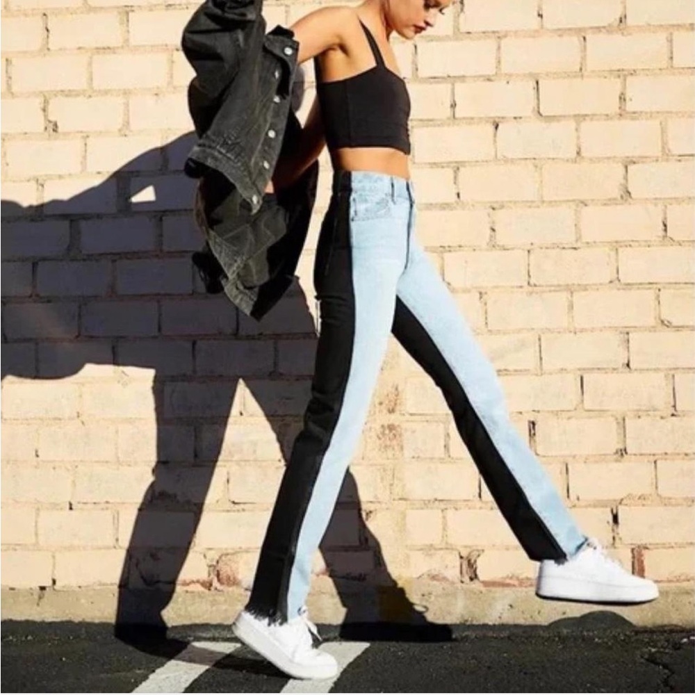 REVICE Black and Light Blue Straight Leg Jeans